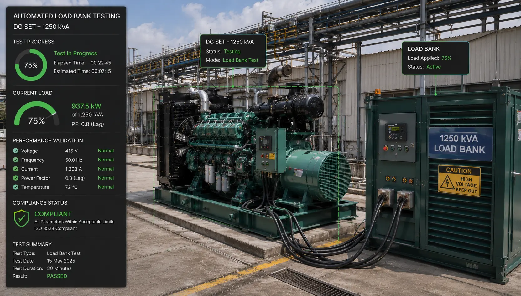 Load Bank Testing Automation - Genset health monitoring dashboard preview