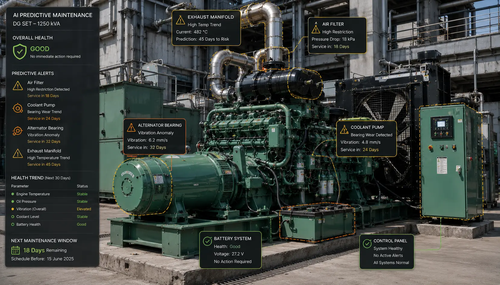 Predictive Maintenance Alerts - Genset health monitoring dashboard preview
