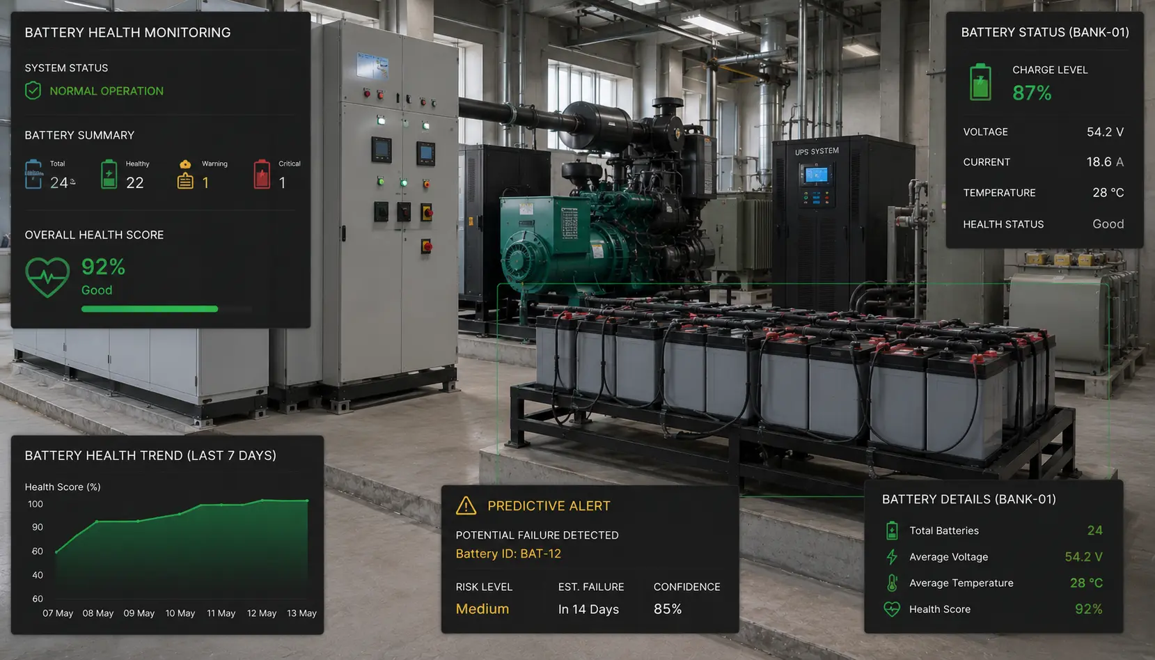 Battery Health Monitoring - Genset health monitoring dashboard preview